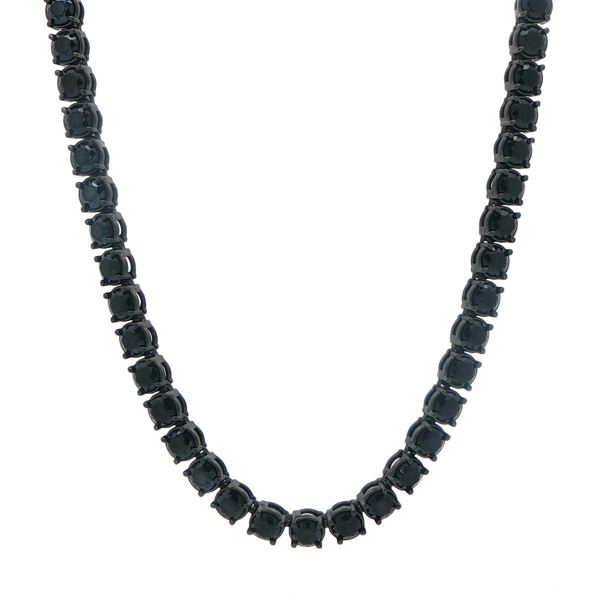 Black Spinel Riviera Necklace in Black Rhodium Plated Sterling Silver