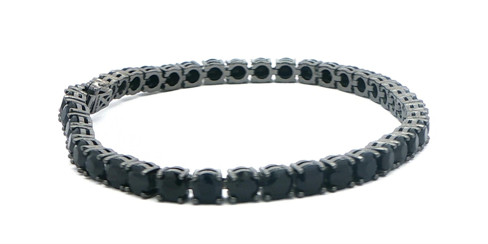 Men's Black Sapphire Tennis Bracelet in Black Rhodium Plated Sterling Silver side