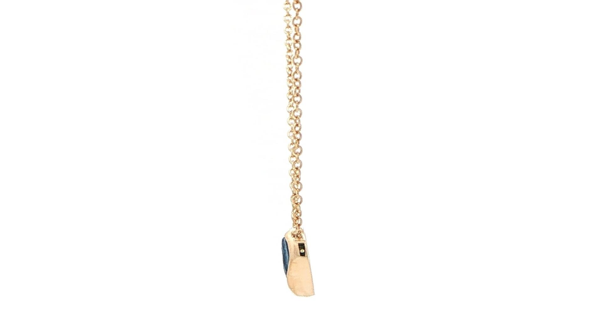Raw Un-cut Montana Yogo Sapphire  Necklace on Split Chain in Yellow Gold (1.50cts TWT) side