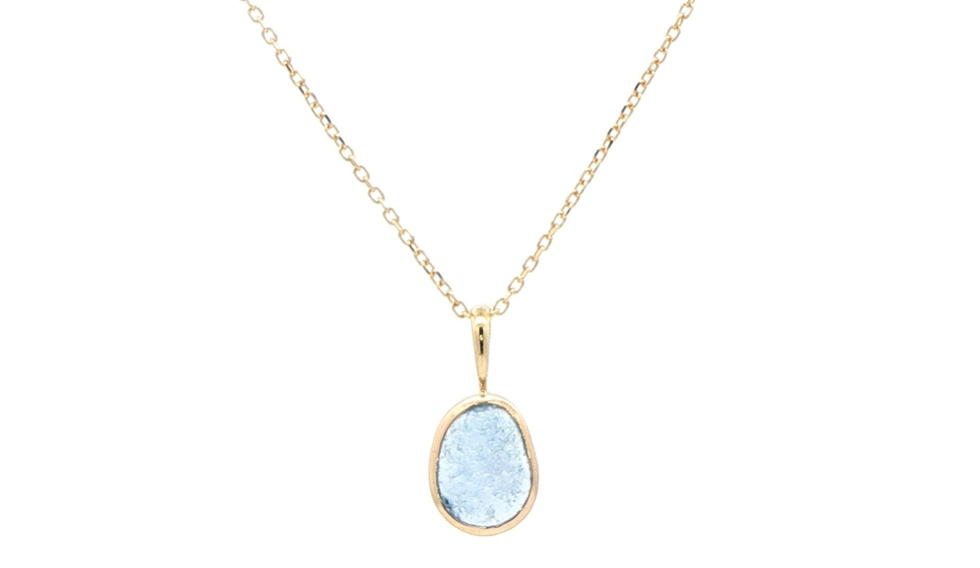 Raw Un-cut Montana Yogo Sapphire Necklace in Yellow Gold (1.21cts TWT)