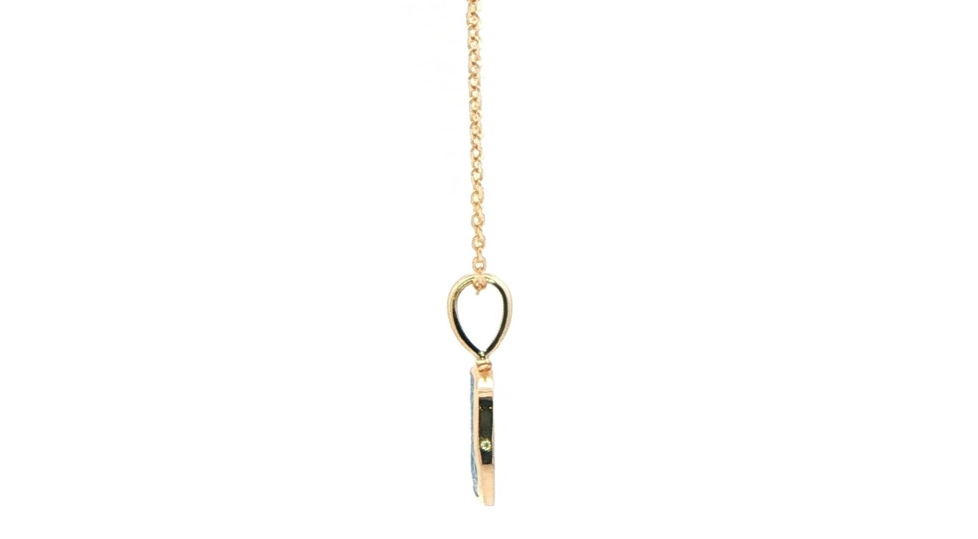 Raw Un-cut Montana Yogo Sapphire Necklace in Yellow Gold (1.21cts TWT) side