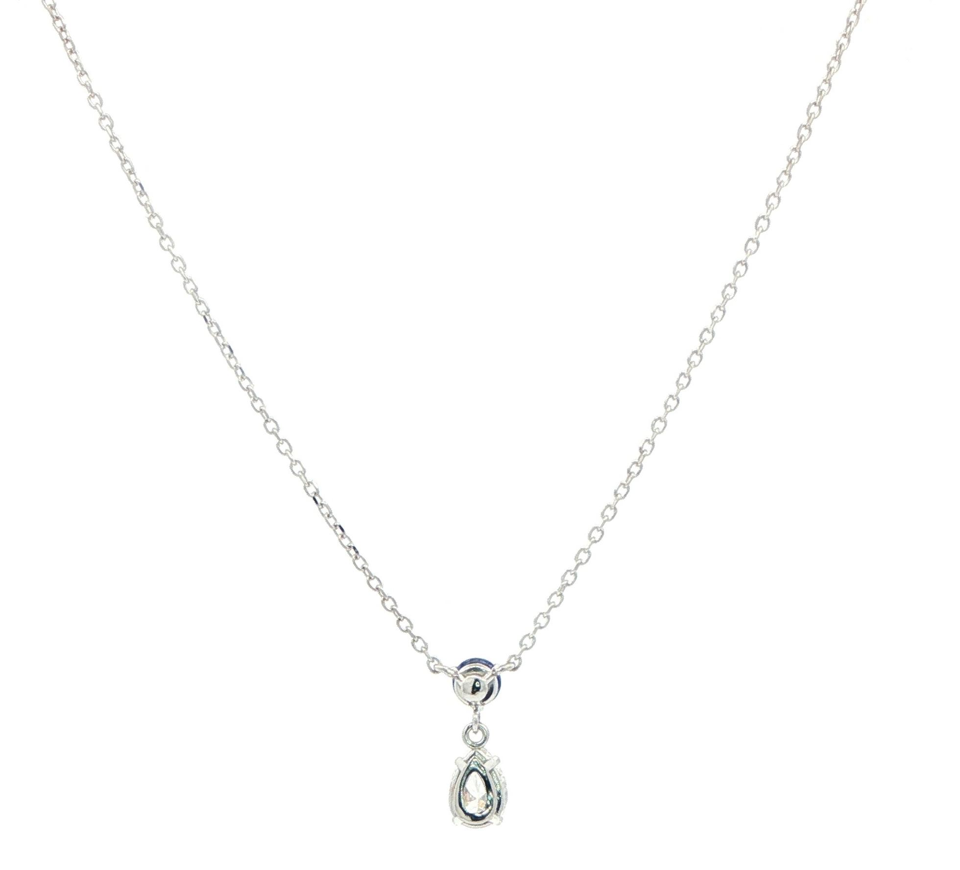 2-Stone Huckleberry Sapphire and Pear-Cut Diamond Drop Pendant in White Gold (0.62cts TWT) back