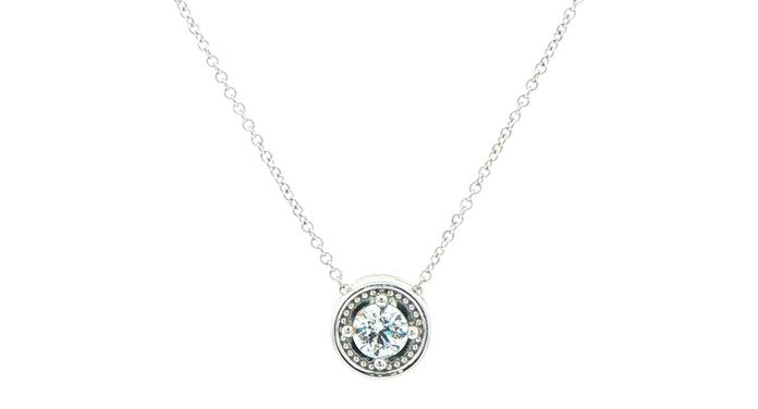 content/products/Estate Piece: Diamond Milgrain Halo Pendant Necklace in White Gold (0.46cts)