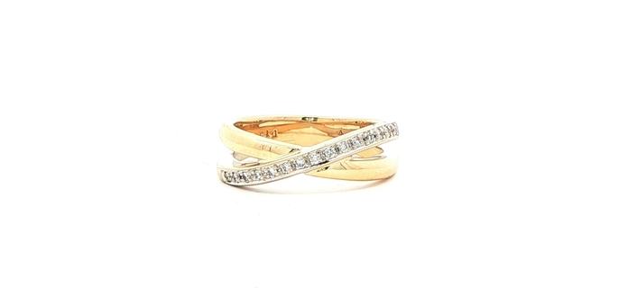 content/products/Estate Piece: Criss-Cross Diamond Eternity Ring in Two-tone White and Yellow Gold (0.15cts TWT)