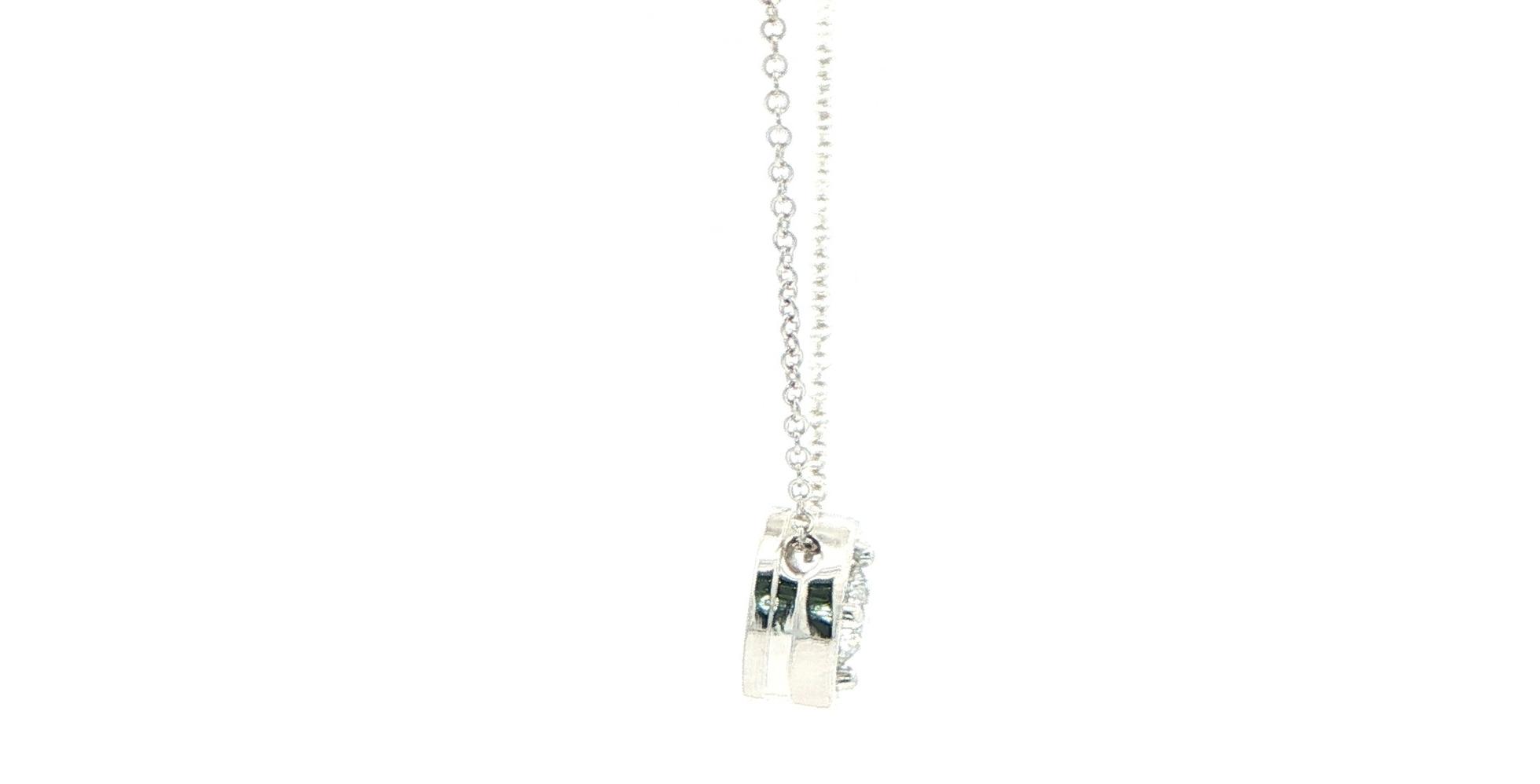 Estate Piece: Diamond Milgrain Halo Pendant Necklace in White Gold (0.46cts) side