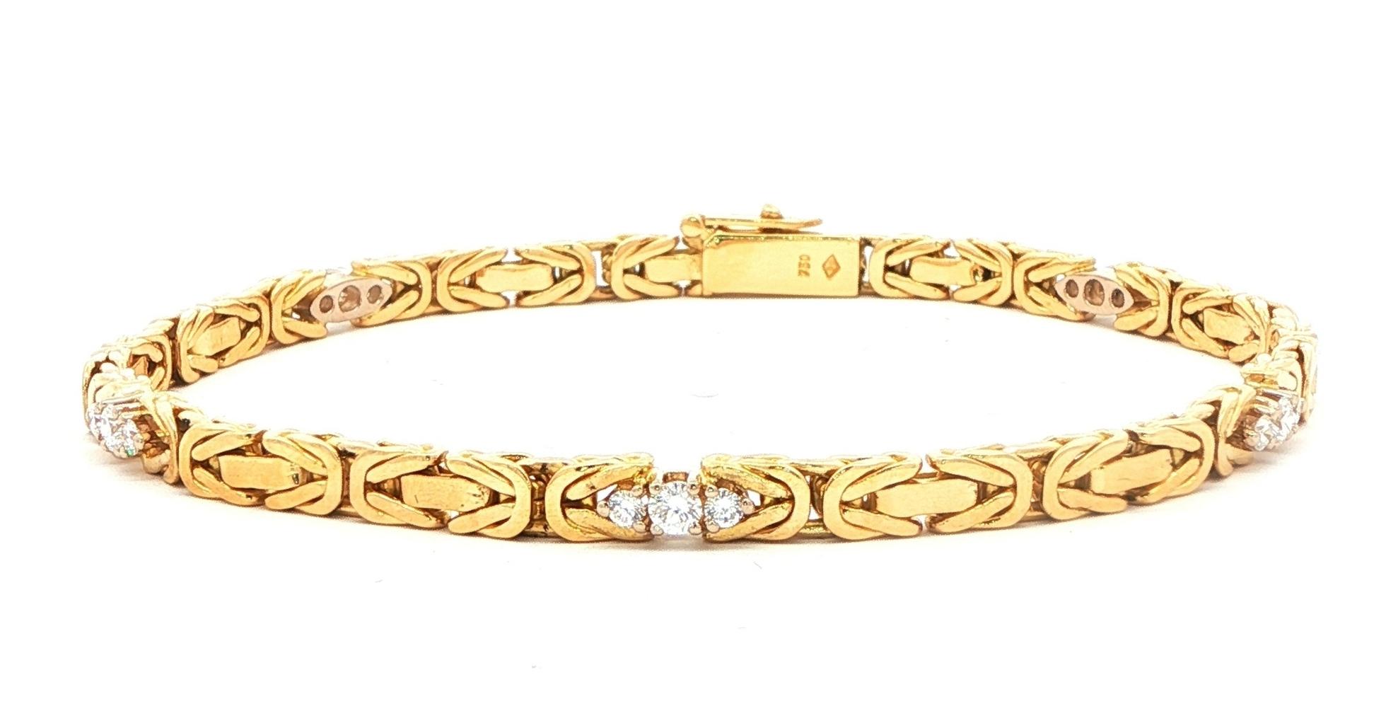Estate Piece: Diamond Byzantine Link Bracelet in Yellow Gold (0.50cts TWT)