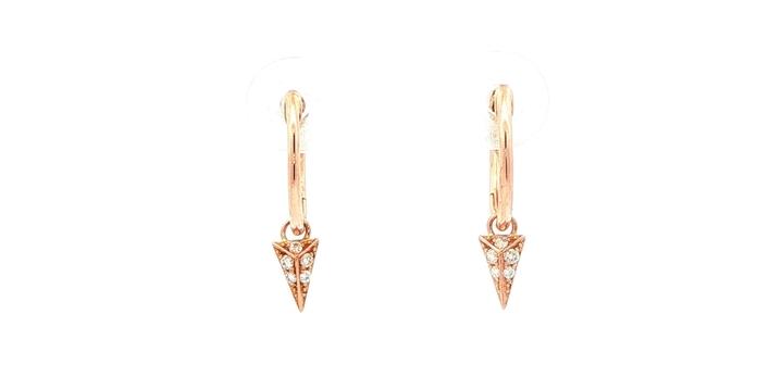 content/products/Estate Piece: Diamond Arrowhead Charm Hoop Earrings in Rose Gold (0.10cts TWT)