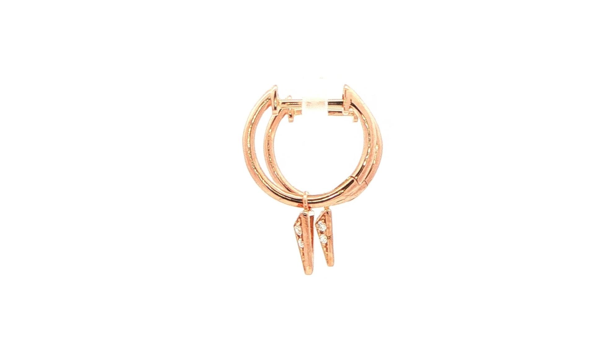 Estate Piece: Diamond Arrowhead Charm Hoop Earrings in Rose Gold (0.10cts TWT) side