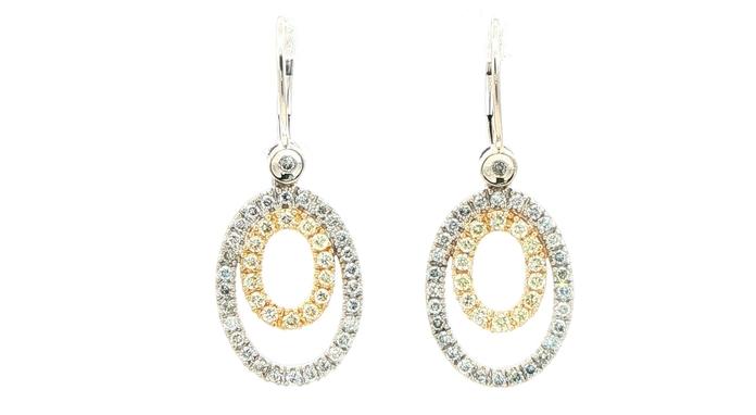 content/products/Estate Piece: Yellow and Colorless Diamond Double Oval Drop Earrings in Two-Tone Yellow and White Gold (1.00cts TWT)
