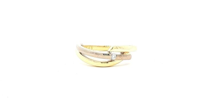 content/products/Estate Piece: Bypass Diamond Ring in Two-Tone Yellow and White Gold (0.03cts)