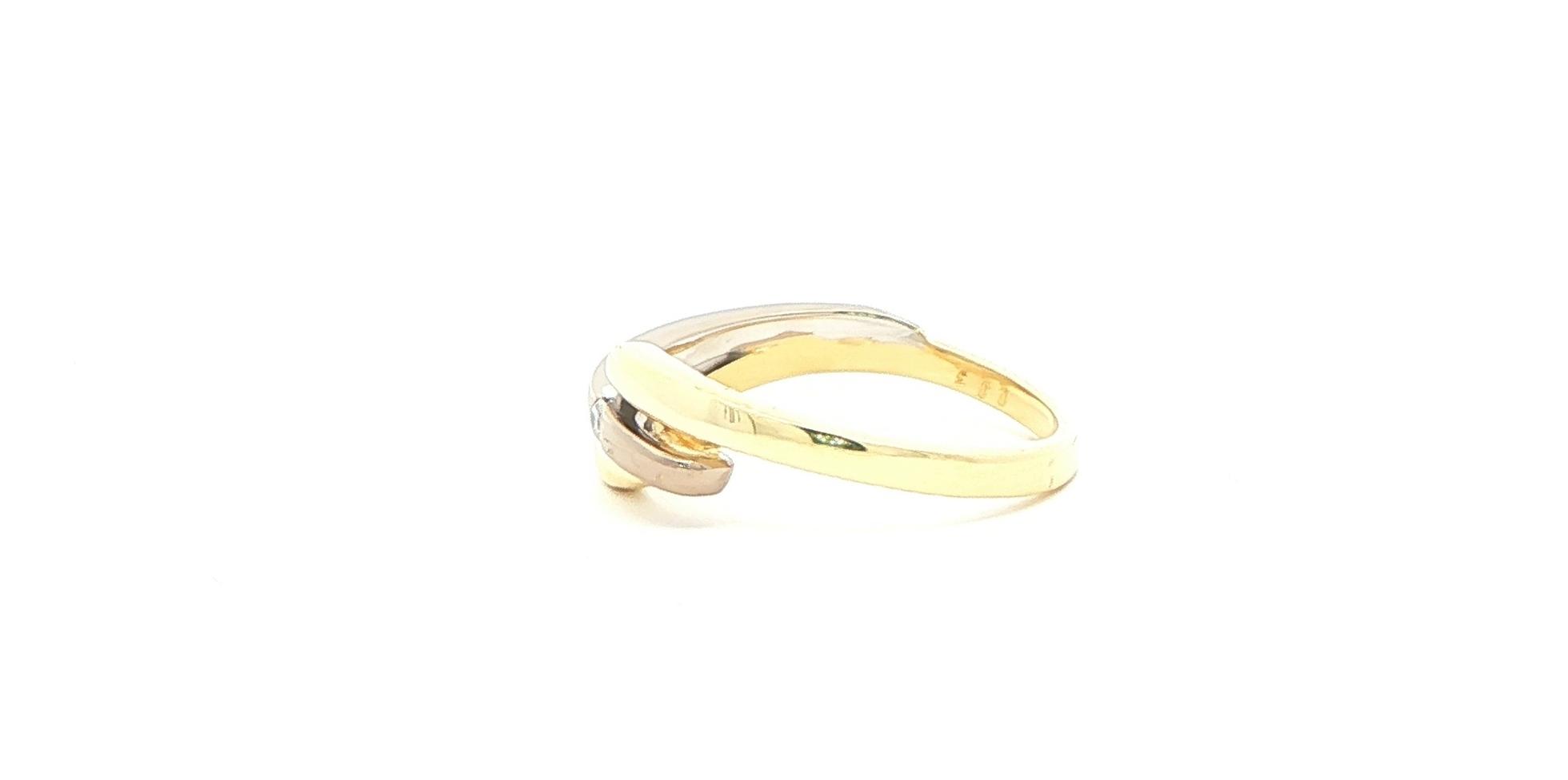 Estate Piece: Bypass Diamond Ring in Two-Tone Yellow and White Gold (0.03cts) side