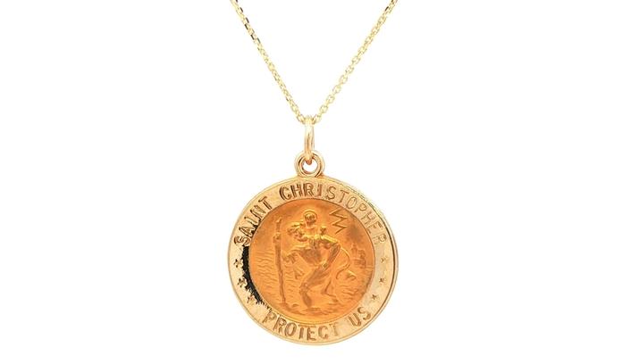 content/products/Saint Christopher Medallion Chain Necklace in Yellow Gold