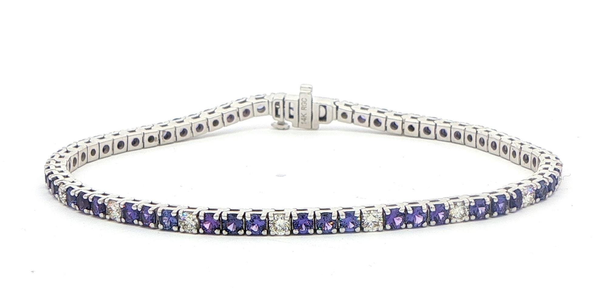 Huckleberry Sapphire and Diamond Tennis Bracelet in White Gold (6.75cts TWT)