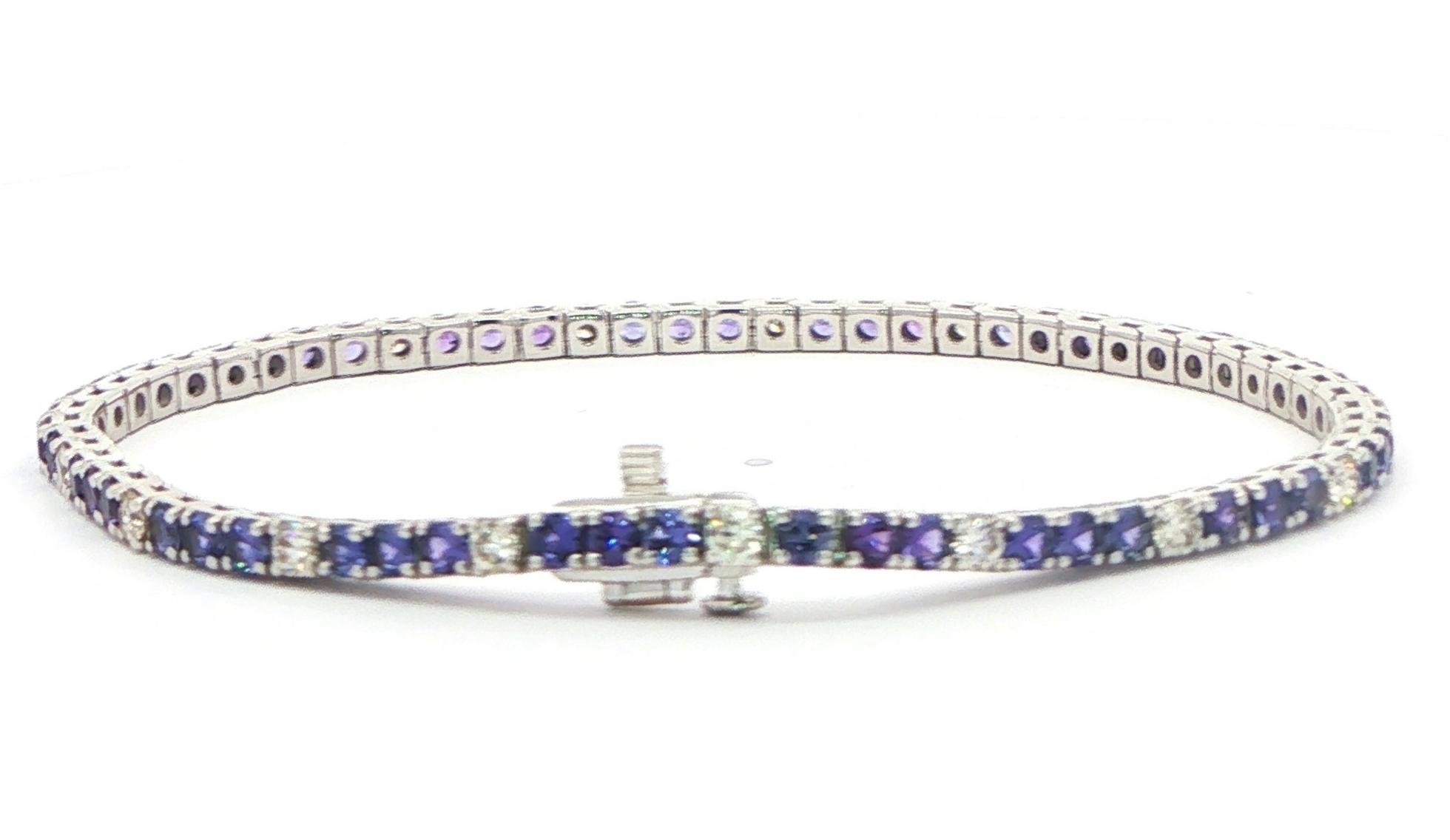 Huckleberry Sapphire and Diamond Tennis Bracelet in White Gold (6.75cts TWT) back