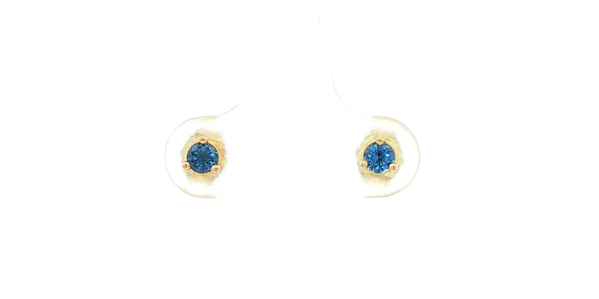Montana Yogo Sapphire Stud Earrings in 3-Prong Martini Settings in Yellow Gold (0.25cts TWT)