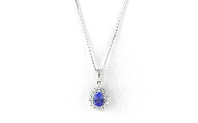 content/products/Pear-Cut Tanzanite and Diamond Halo Necklace in White Gold (0.63cts TWT)