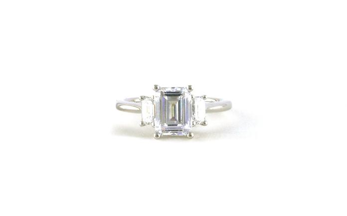 content/products/3-Stone Emerald-cut Cubic Zironium and Diamonds Ring in White Gold (2.60cts TWT)