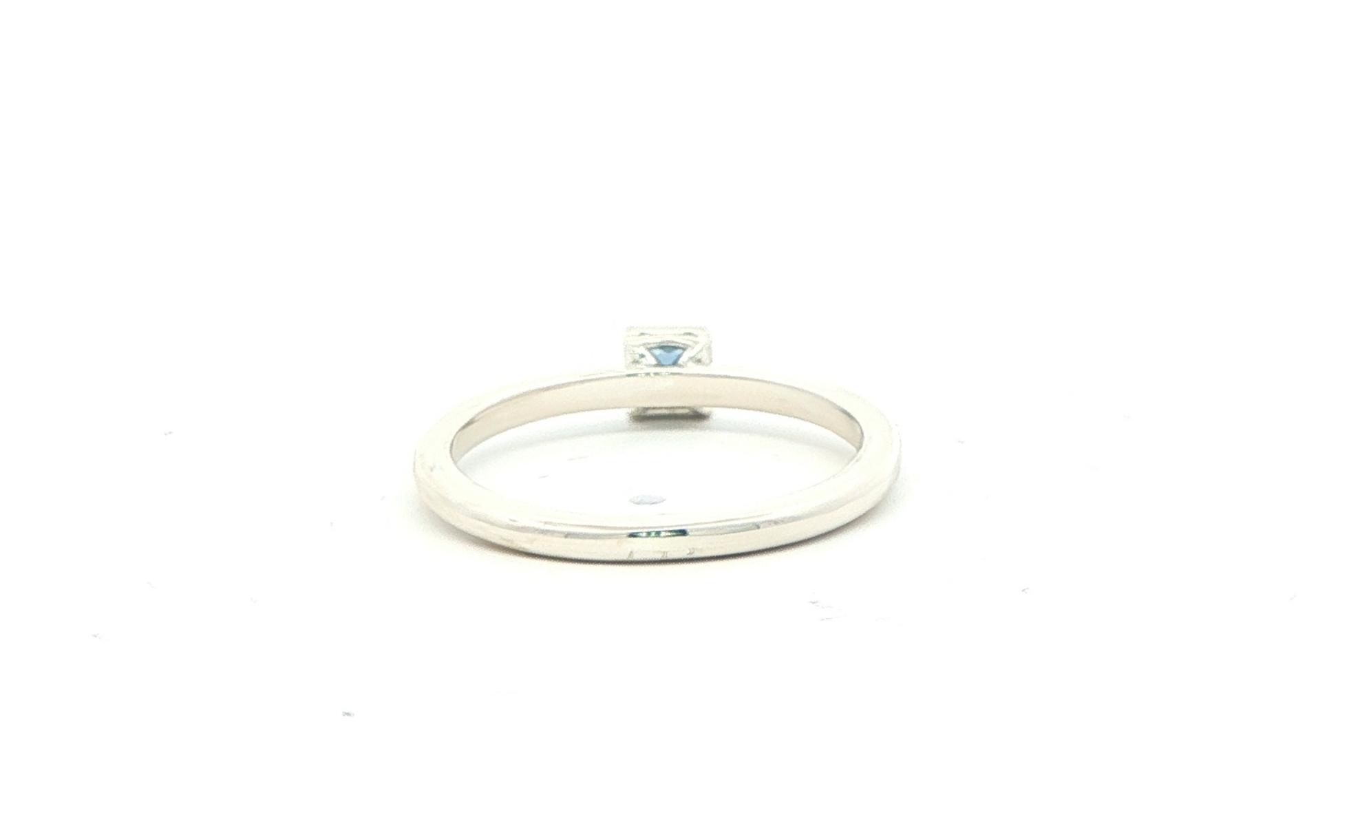 Princess Cut Montana Yogo Sapphire Bezel Set Solitaire Ring in Sterling Silver (0.17cts) back