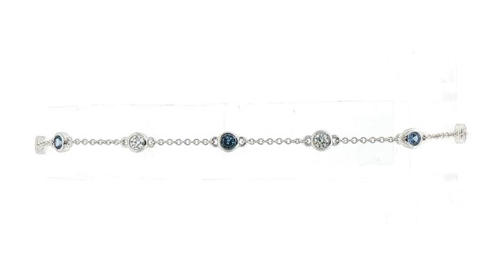 content/products/Alternating Bezel-set Montana Yogo Sapphire and Diamond Station Bracelet in White Gold (0.58cts TWT)