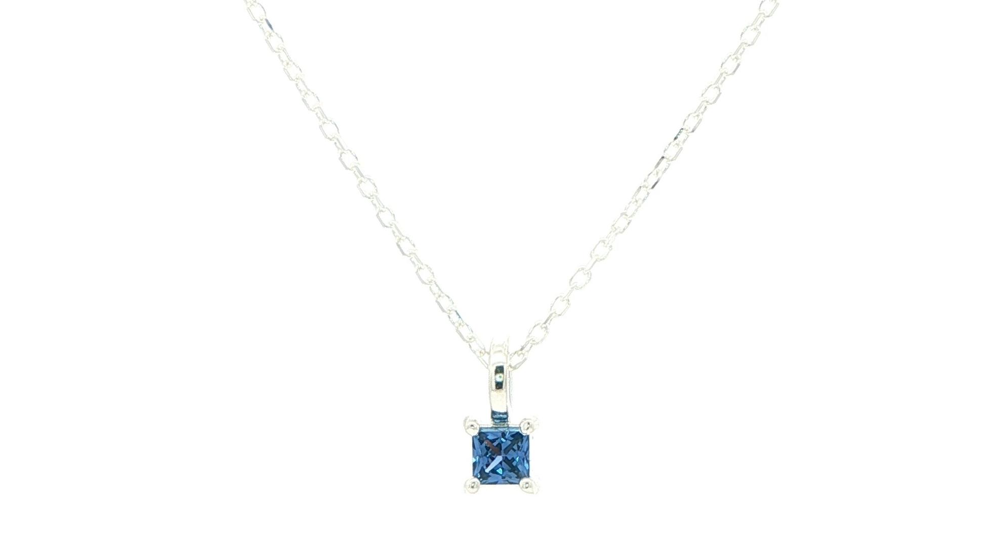 Solitaire Princess-Cut Montana Yogo Sapphire Pendant in Sterling Silver (0.16cts)