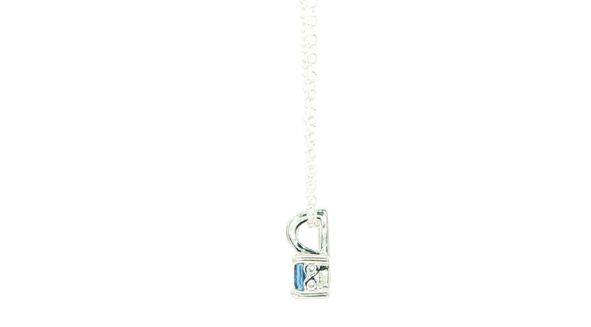 Solitaire Princess-Cut Montana Yogo Sapphire Pendant in Sterling Silver (0.16cts) side