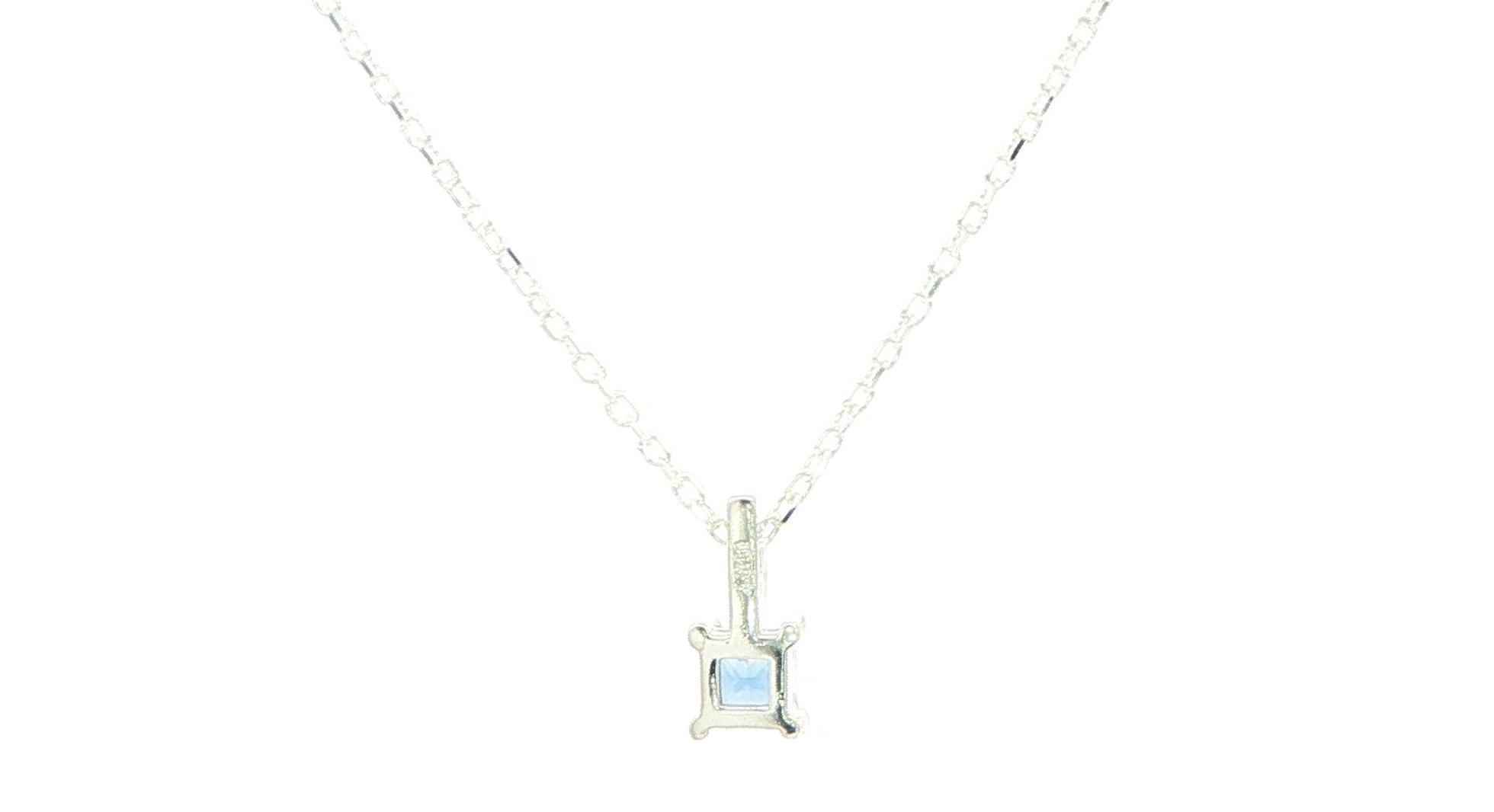 Solitaire Princess-Cut Montana Yogo Sapphire Pendant in Sterling Silver (0.16cts) back
