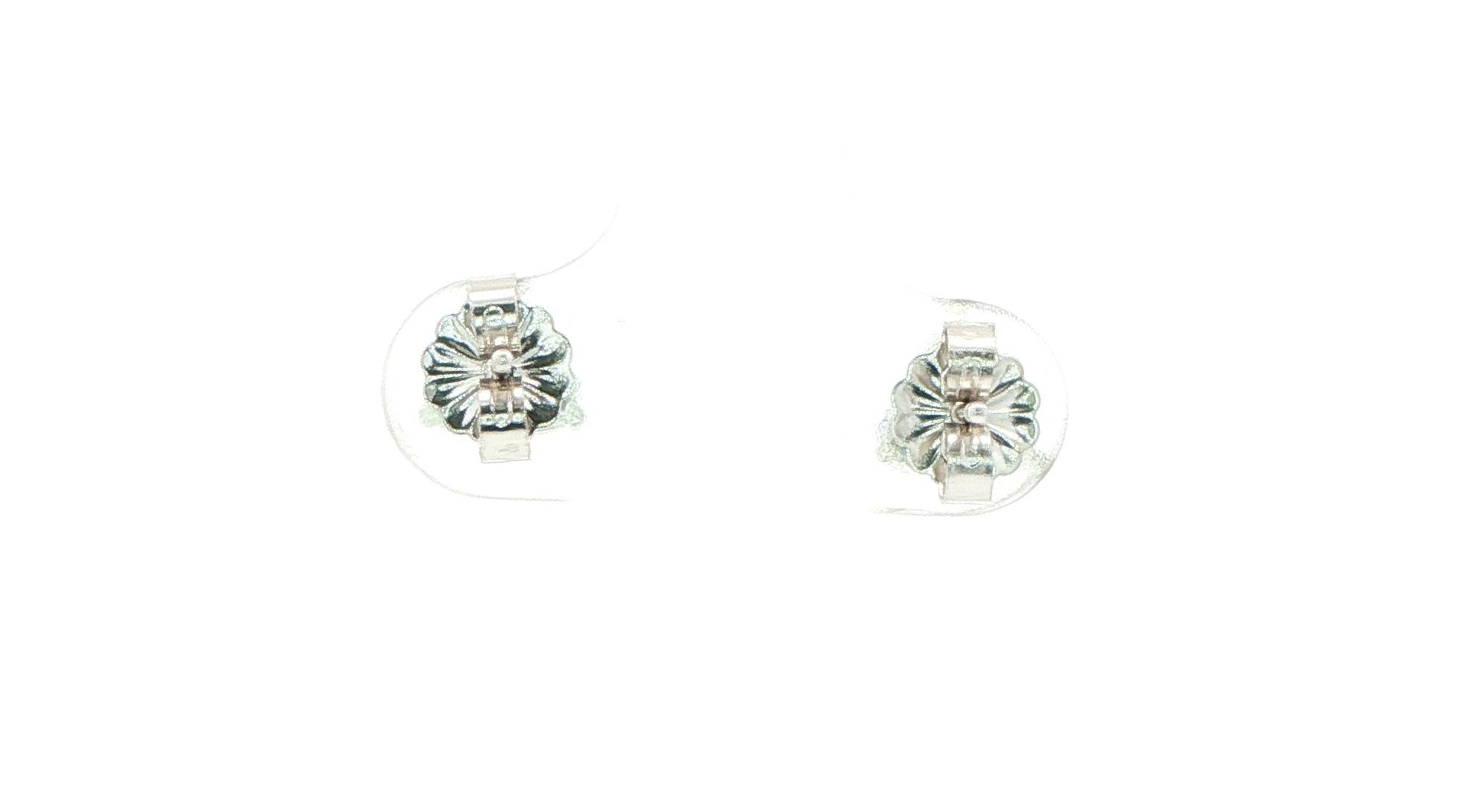 Montana Yogo Sapphire Three-Stone Cluster Stud Earrings in White Gold (0.50cts TWT) back