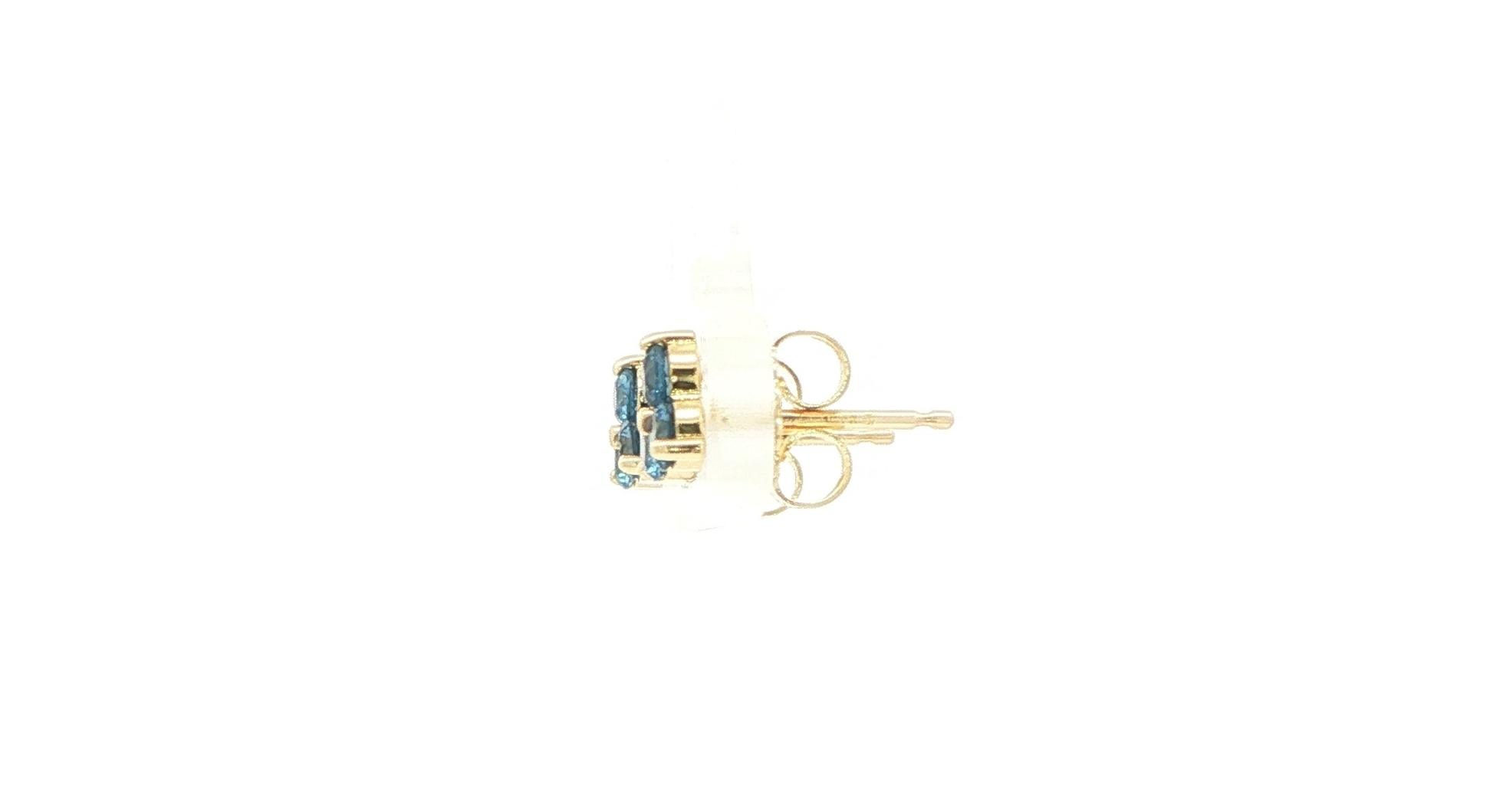 Montana Yogo Sapphire Three-Stone Cluster Stud Earrings in Yellow Gold (0.51cts TWT) side