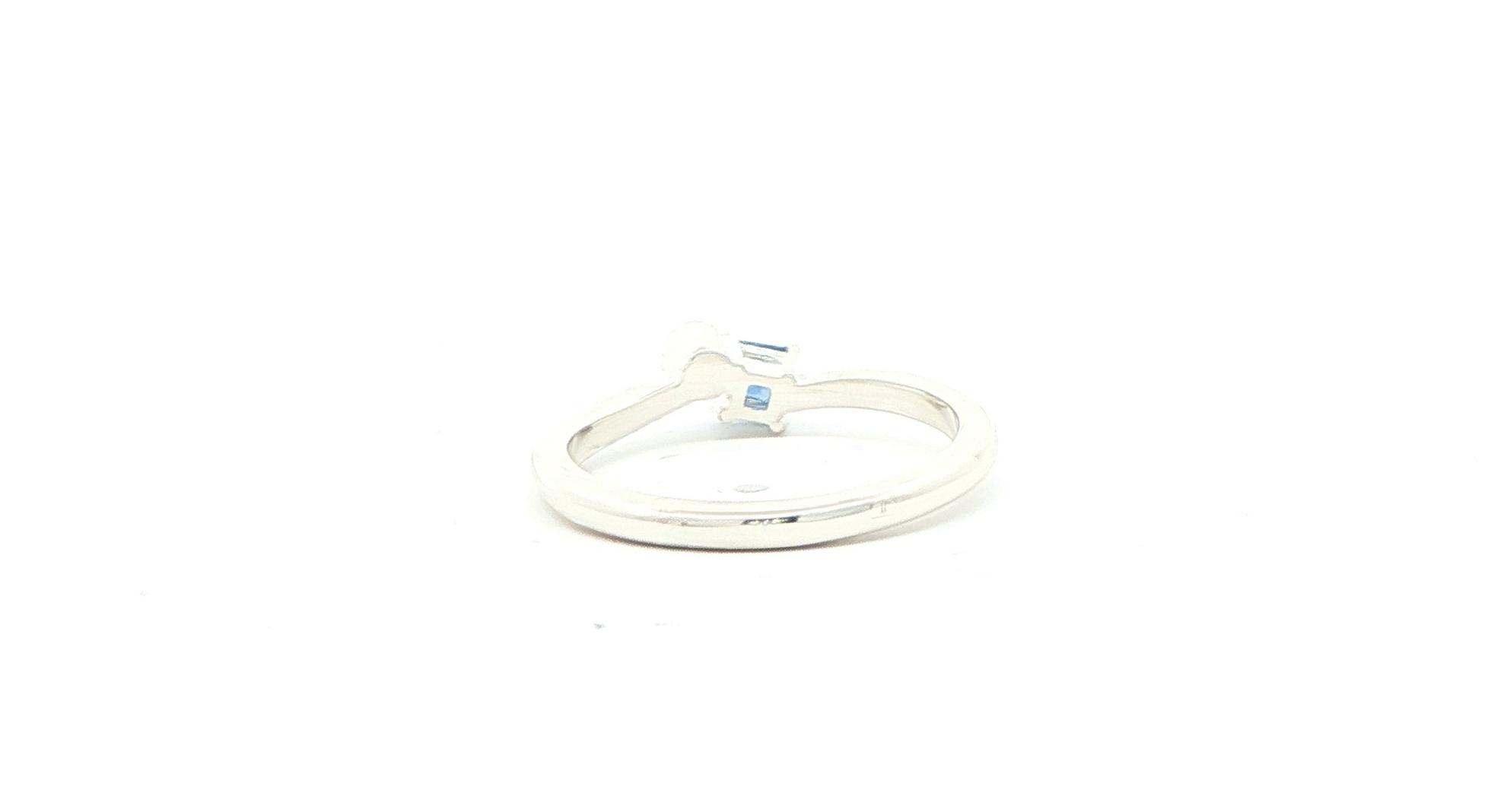 2-Stone Princess-Cut and Round Montana Yogo Sapphire Bypass Ring in Sterling Silver (0.18cts TWT) back