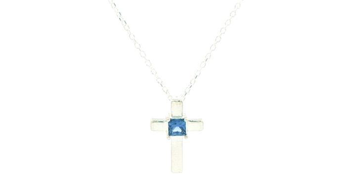 content/products/Princess-Cut Montana Yogo Sapphire Cross Pendant in Sterling Silver (0.16cts)