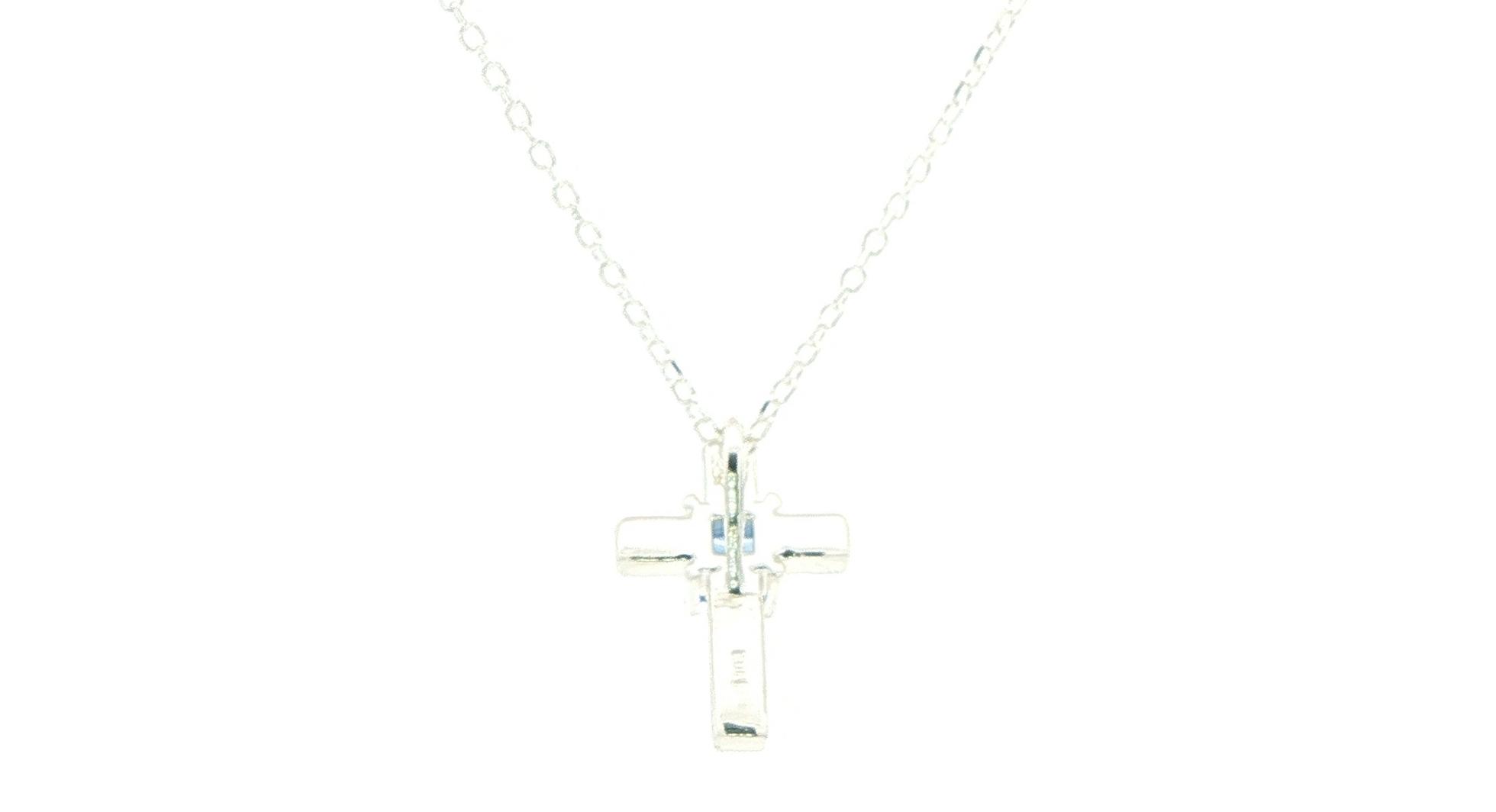 Princess-Cut Montana Yogo Sapphire Cross Pendant in Sterling Silver (0.16cts) back