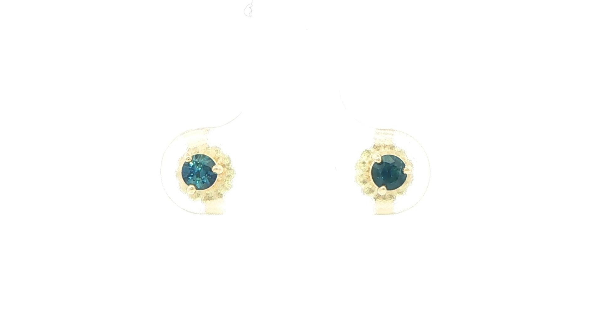 Montana Sapphire Stud Earrings in 3-Prong Martini Setting in Yellow Gold (0.33cts TWT) 