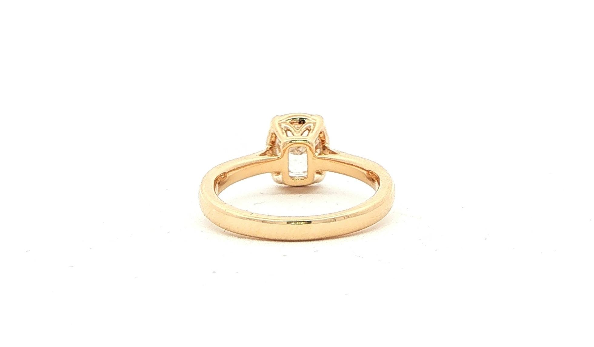 Faux Bezel Cushion Diamond Solitaire Engagement Ring in Yellow Gold (1.00cts) back