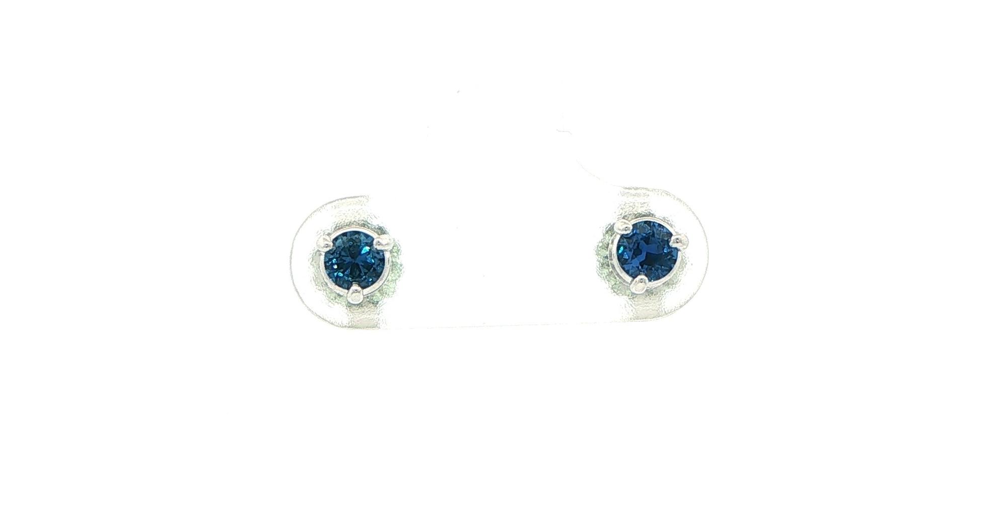 Montana Yogo Sapphire Stud Earrings in 3-Prong Martini Settings in White Gold (0.36cts TWT)