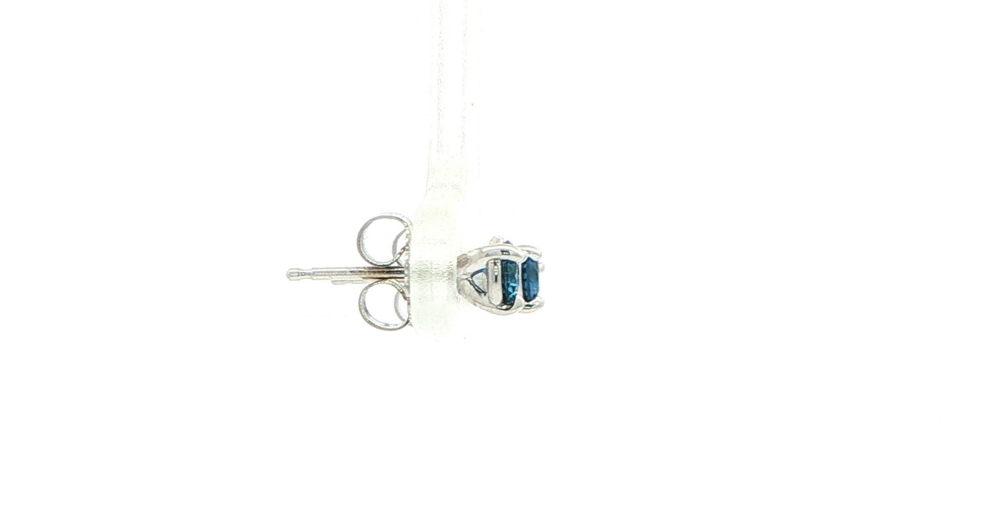 Montana Yogo Sapphire Stud Earrings in 3-Prong Martini Settings in White Gold (0.36cts TWT) side