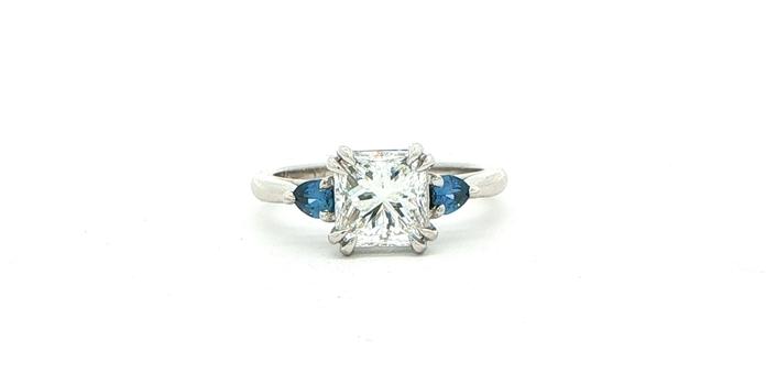 content/products/Radiant Cut Diamond and Pear Montana Yogo Sapphire Three-Stone Engagement Ring in Platinum (2.33cts TWT)