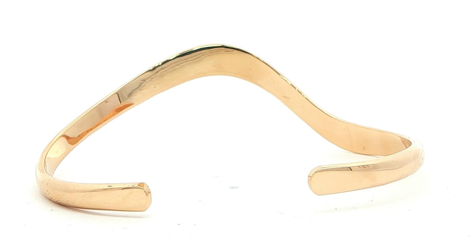Estate Piece: John Antencio Wave Silhouette Cuff Bracelet in Yellow Gold back