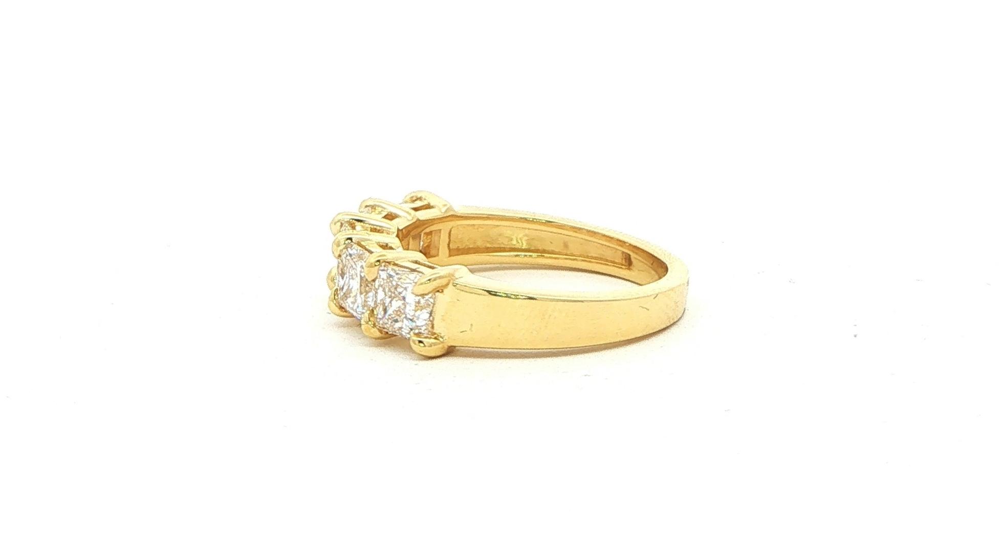 Five Stone Princess Cut Diamond Anniversary Band in Yellow Gold (2.52cts TWT) side