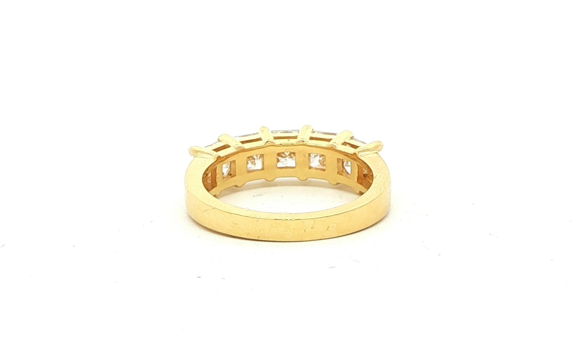 Five Stone Princess Cut Diamond Anniversary Band in Yellow Gold (2.52cts TWT) back