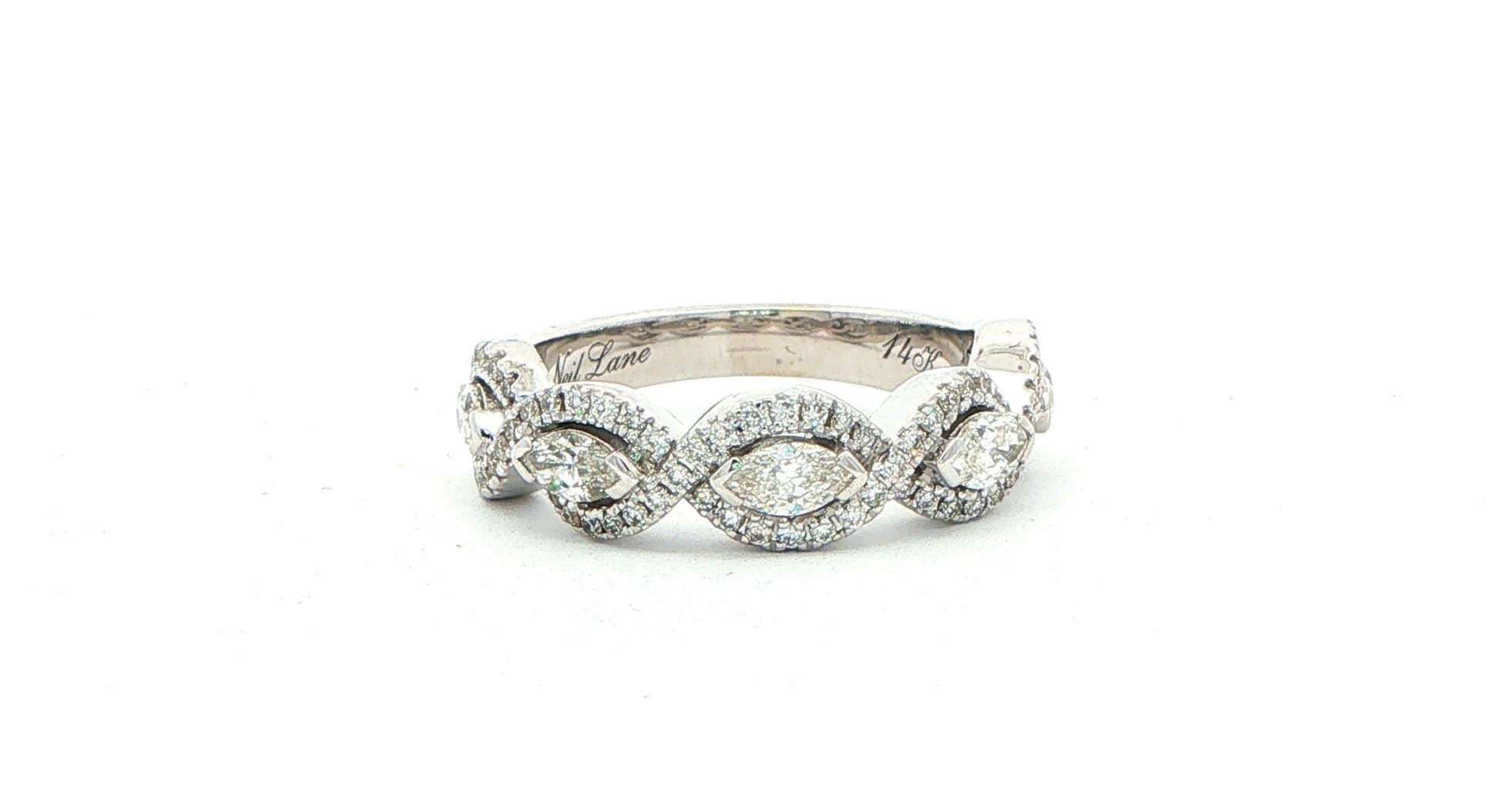 Estate Piece: 5-Stone Marquise Diamond Halo Infinity Band in White Gold (1.00cts TWT)