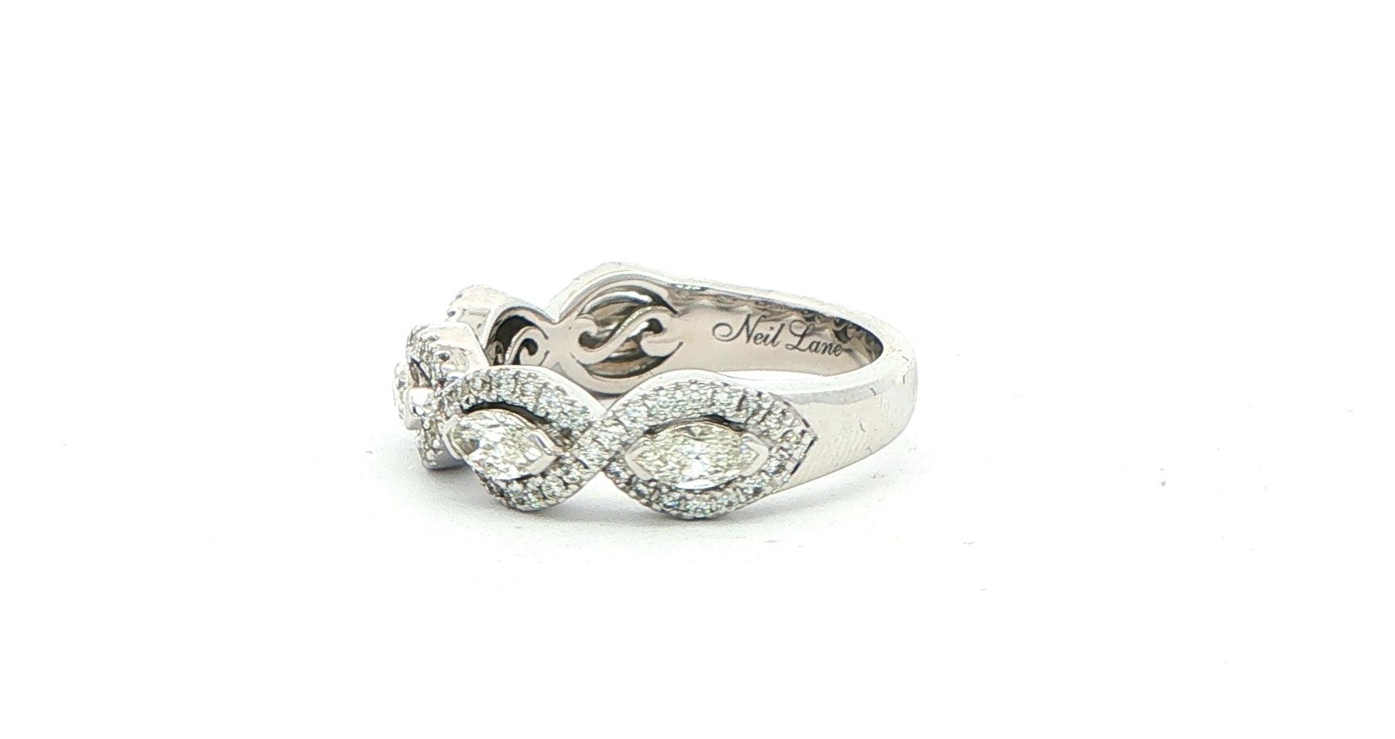 Estate Piece: 5-Stone Marquise Diamond Halo Infinity Band in White Gold (1.00cts TWT) side