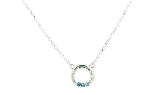 content/products/3-Stone Montana Yogo Sapphire Circle Pendant Necklace on Split Chain in Sterling Silver (0.06cts TWT)