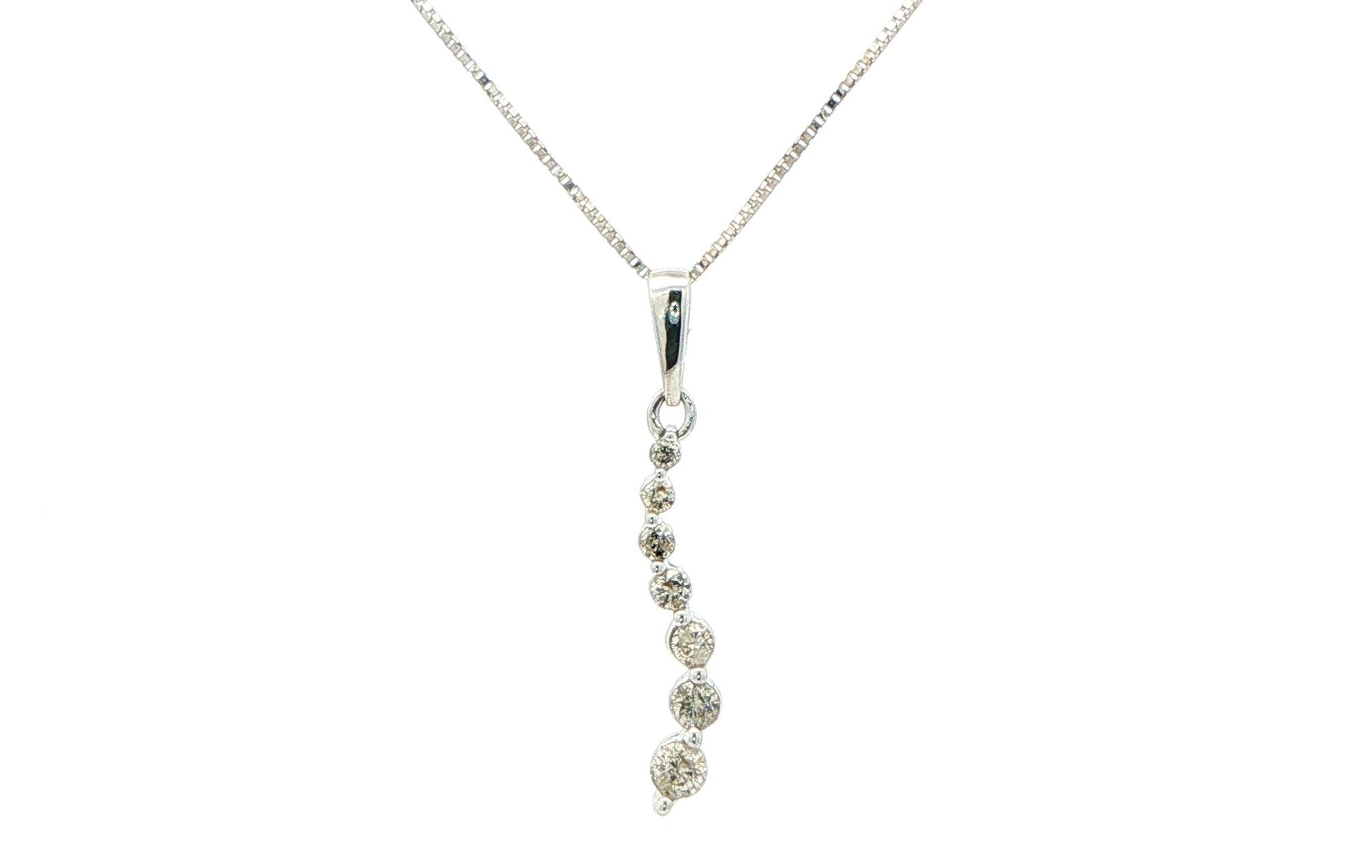 Estate Piece: Graduated Journey Diamond Necklace in White Gold (0.25cts TWT)