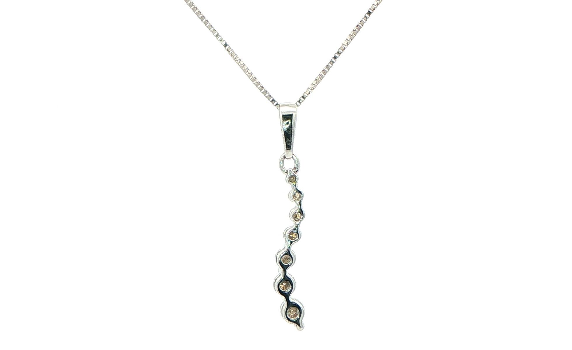 Estate Piece: Graduated Journey Diamond Necklace in White Gold (0.25cts TWT) back