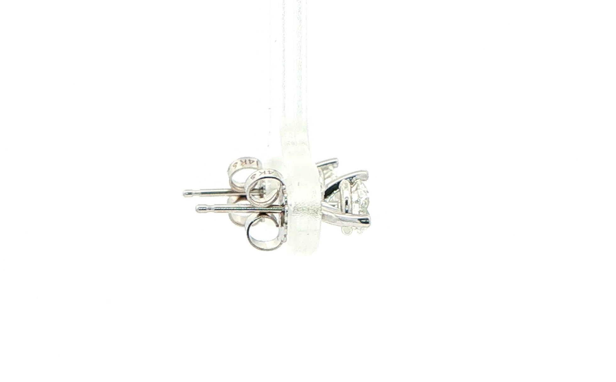 Solitaire Diamond Stud Earrings in 3-Prong Martini Settings in White Gold (0.38cts TWT) side
