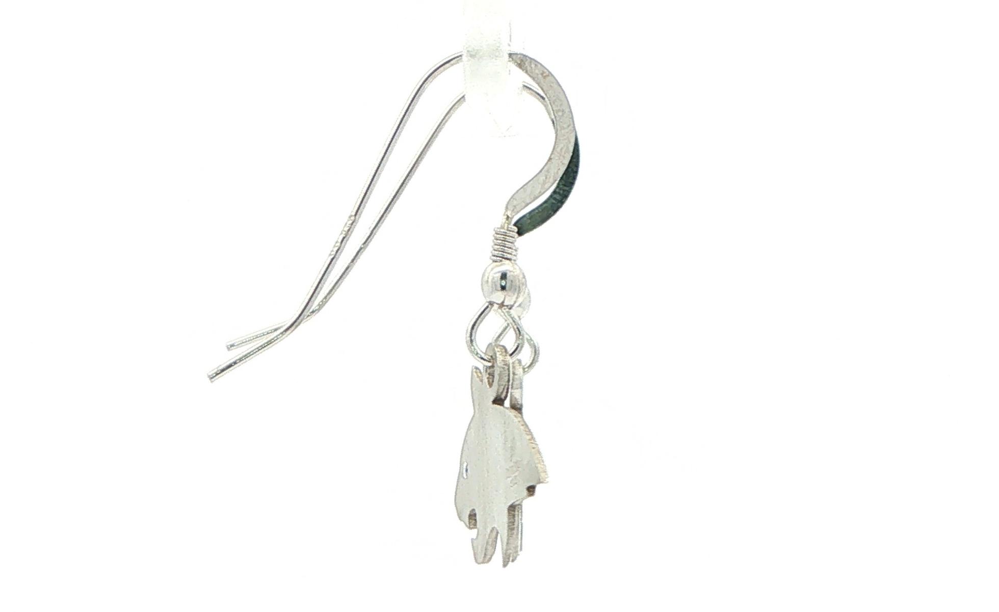 Official Bobcat Mascot Dangle Earrings with Montana Yogo Sapphire Eyes in Sterling Silver side