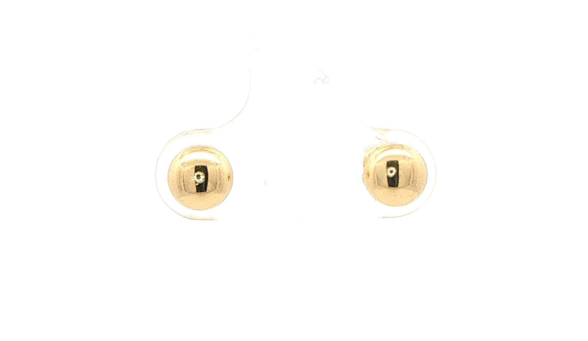 Hollow Flat Ball Stud Earrings Yellow Gold  (5 mm)