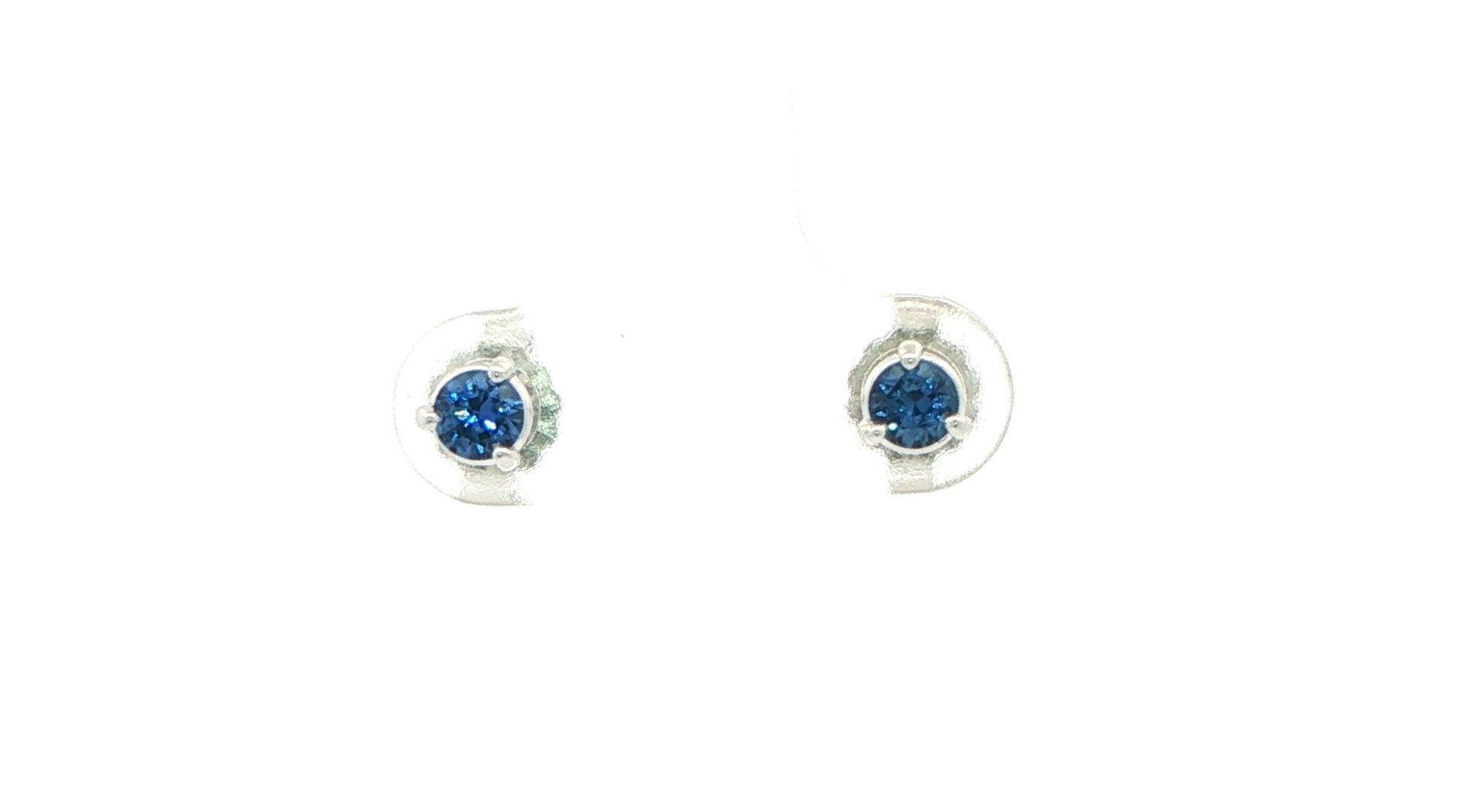 Montana Yogo Sapphire Stud Earrings in 3-Prong Martini Settings in White Gold (0.41cts TWT)