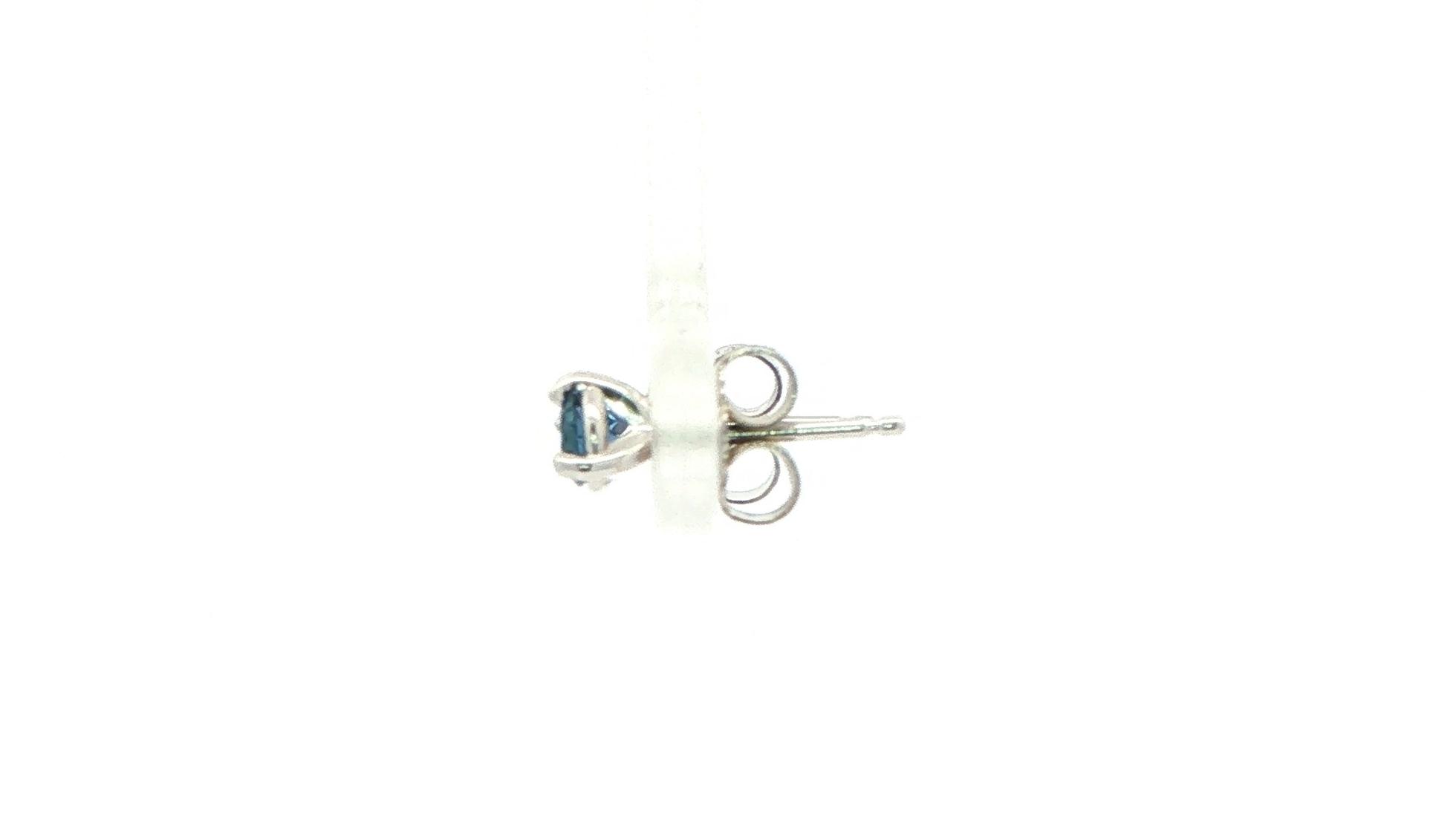 Montana Yogo Sapphire Stud Earrings in 3-Prong Martini Settings in White Gold (0.41cts TWT) side