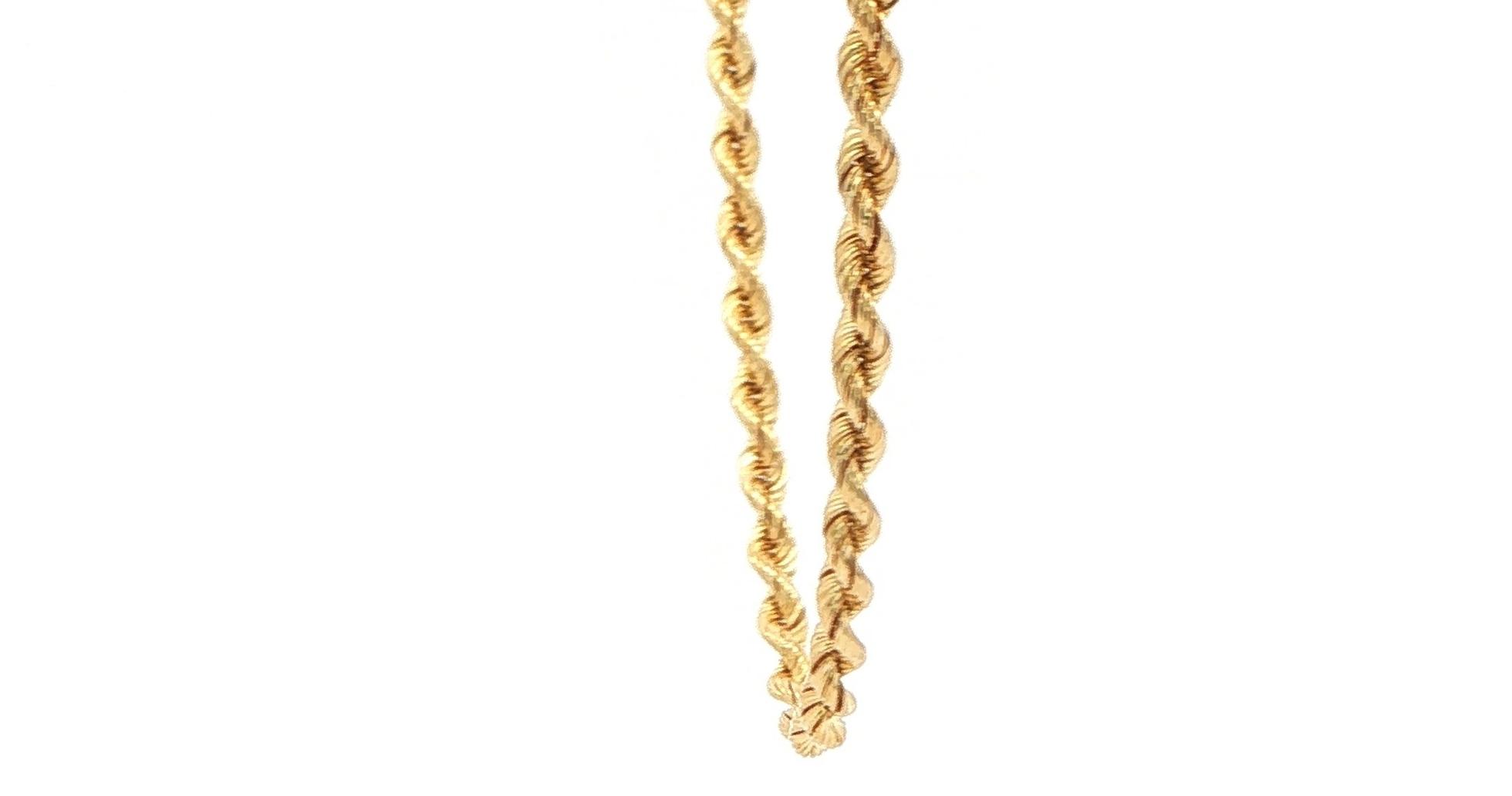 Estate Piece: Classic Rope Chain Necklace in Yellow Gold (3.0mm) side
